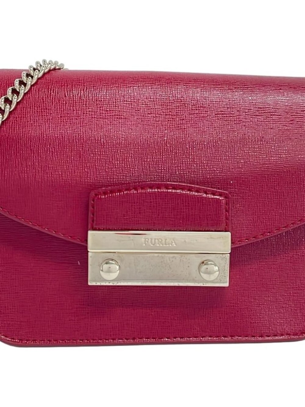 FURLA Julia Red Gold Leather Hardware Shoulder Bag